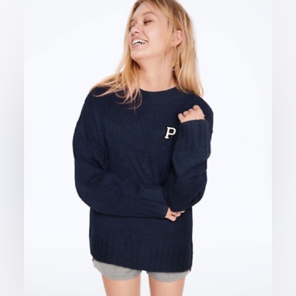 PINK VICTORIA’S SECRET Navy ‘P’ Cozy Sweater, XS